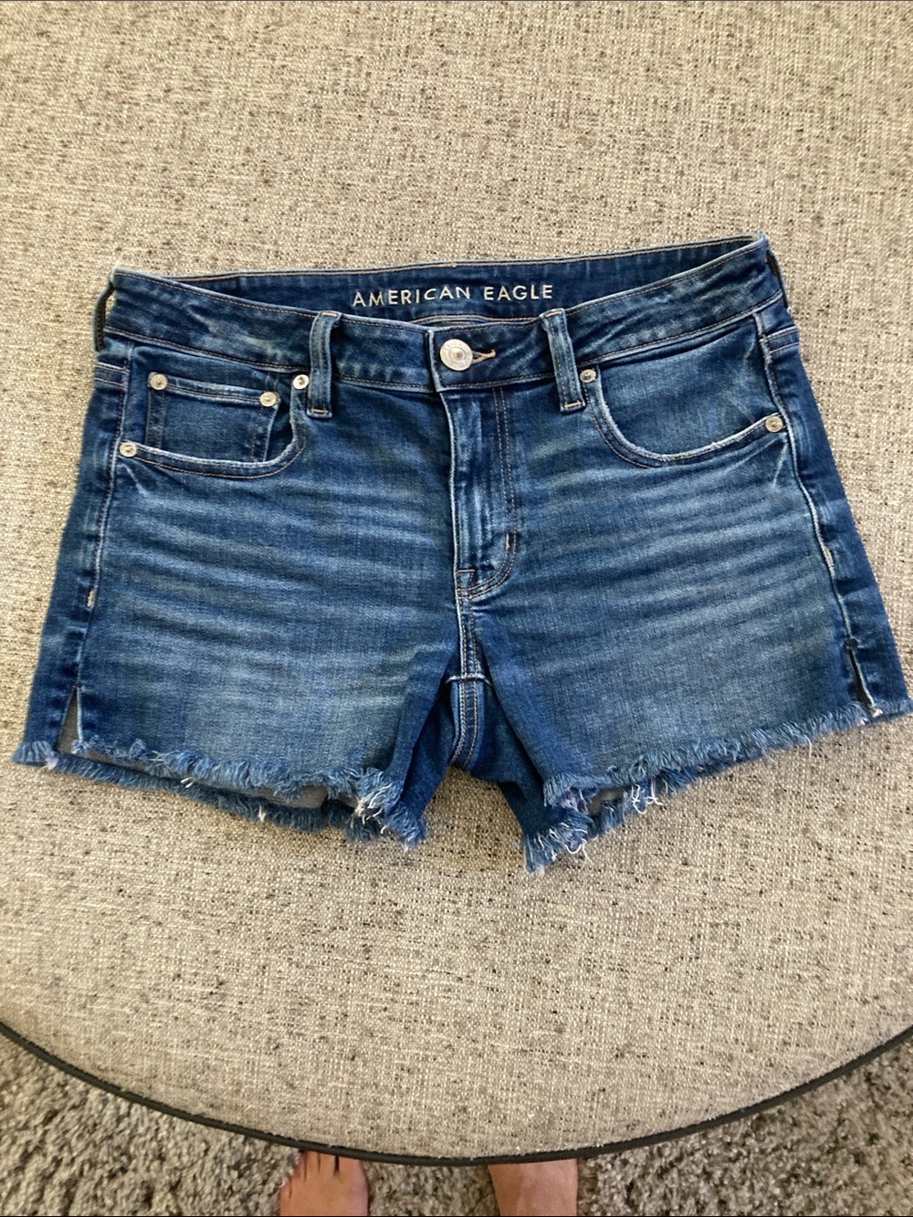 American Eagle Outfitters Blue Frayed Hem Jean Shorts